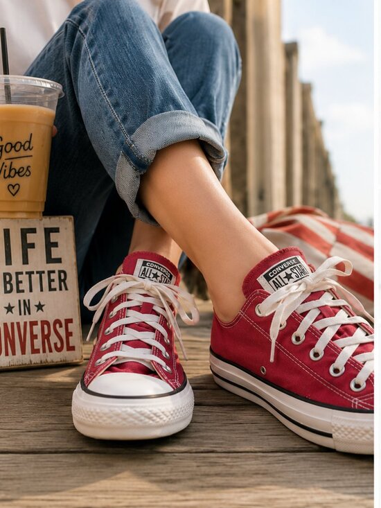 Converse Shoes - Converse Chuck Taylor Red Low Top Sneakers Women 9 Men 7 Americana Classic